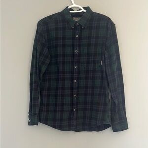 Eddie Bauer Men's Green Plaid Shirt Medium